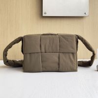 Bottega Veneta Medium Cassette Crossbody Bag In Intreccio Padded Nylon Brown