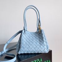 Bottega Veneta Small Parachute Shoulder Bag In Intrecciato Leather Light Blue