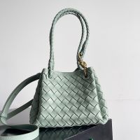 Bottega Veneta Small Parachute Shoulder Bag In Intrecciato Leather Light Green