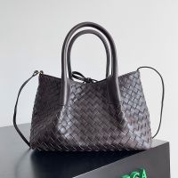 Bottega Veneta Small Pinacoteca Tote 24 In Intrecciato Silky Calfskin Dark Brown