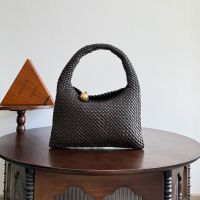 Bottega Veneta Tosca Baci Hobo Shoulder Bag In Intrecciato Calfskin Dark Brown