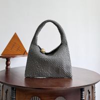 Bottega Veneta Tosca Baci Hobo Shoulder Bag In Intrecciato Calfskin Dark Grey