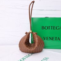 Bottega Veneta Small Turn Pouch In Intreccio Lambskin Caramel