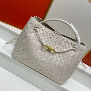 Bottega Veneta Andiamo Top Handle Bag In Intrecciato Leather Beige