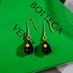 Bottega Veneta Drop Fishhook Earrings In Metal with Enamel Black