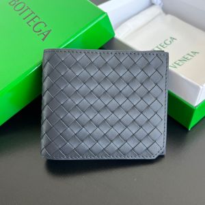 Bottega Veneta Bi-Fold Wallet In Intrecciato Piccolo Calfskin Grey
