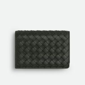 Bottega Veneta Business Card Case In Intrecciato Piccolo Calfskin Black