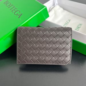 Bottega Veneta Business Card Case In Intrecciato Piccolo Calfskin Coffee