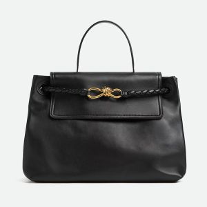 Bottega Veneta Medium Ciao Ciao Top Handle Bag In Silky Calfskin Black