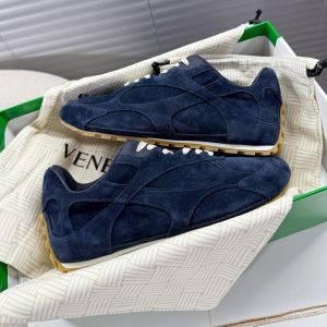 Bottega Veneta Orbit Flash Sneakers Unisex Suede Navy Blue