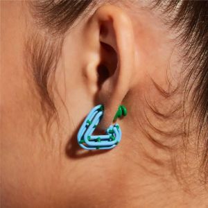 Bottega Veneta Outline Triangle Hoop Earrings In Enamel Blue/Green