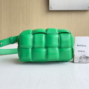 Bottega Veneta Mini Cassette Belt Bag In Intreccio Padded Leather Green