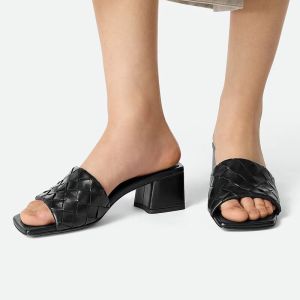 Bottega Veneta Parco 45 Slides Women Intrecciato Lambskin Black