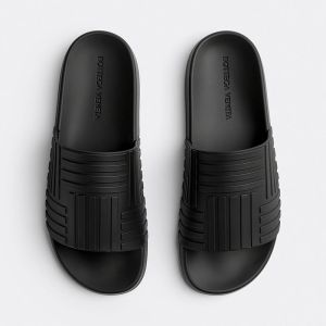 Bottega Veneta Rubber Slides Unisex Black