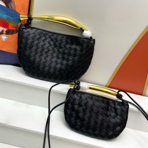 Bottega Veneta Sardine Chain Crossbody Bag In Intrecciato Leather Black