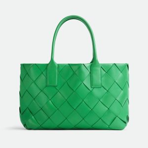 Bottega Veneta Small Cabat Tote Intreccio Lambskin Green