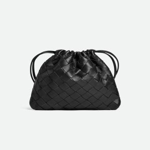 Bottega Veneta Small Dustbag In Intrecciato Leather Black