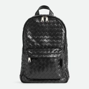 Bottega Veneta Small Classic Backpack In Intrecciato Calfskin Black