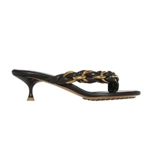Bottega Veneta Dot Chain-braided Heeled Slides Women Lambskin Black