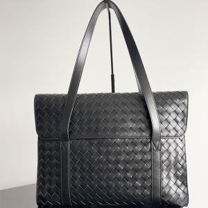 Bottega Veneta Portfolio In Intrecciato Calfskin Black