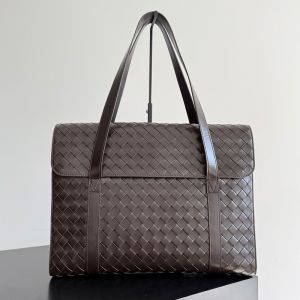 Bottega Veneta Portfolio In Intrecciato Calfskin Dark Brown