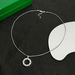 Bottega Veneta Twisted Circle Pendant Necklace In Metal Silver